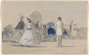 Crinolines sur la plage, c. 1865 - Eugene Louis Boudin