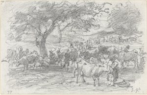 Bergers et bétail, 1877 - Eugene Louis Boudin