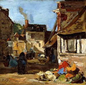 Honfleur, place du marché Sainte-Catherine, 1867-1870 - Eugene Louis Boudin