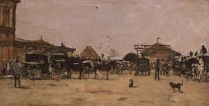La place de la gare à Deauville
