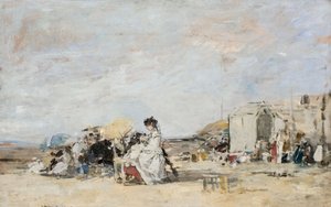 Dame en blanc sur la plage de Trouville - Eugene Louis Boudin
