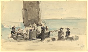 Chargement des Bateaux - Eugene Louis Boudin