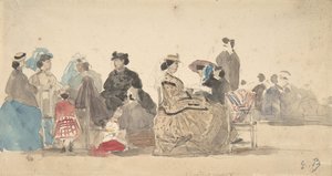 Sur la plage - Eugene Louis Boudin
