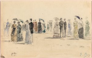 Personnes sur la plage à Trouville