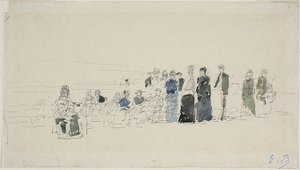 Jupons sur la plage (recto); Femmes bretonnes sur la plage (verso) - Eugene Louis Boudin