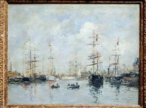 Voiliers au port, Deauville en 1896 - Eugene Louis Boudin