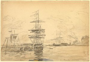 Navires dans le port - Eugene Louis Boudin