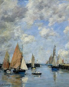 La Jetée à marée haute, Trouville - Eugene Louis Boudin