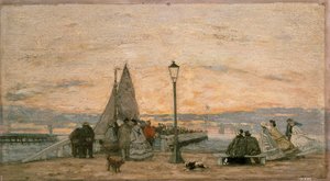 La Jetée à Trouville : Coucher de soleil - Eugene Louis Boudin