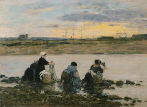 Lavandières au bord de la rivière - Eugene Louis Boudin