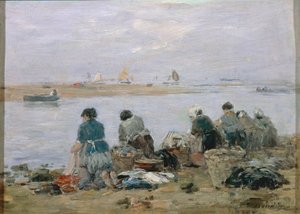 Lavandières sur les rives de la Touques près de Trouville - Eugene Louis Boudin