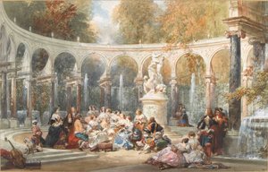 Société au Bosquet de la Colonnade dans le jardin de Versailles - Eugene Louis Lami