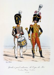 Gardes à pied ordinaires du Corps de Roi, tambour-major et tambour, 1822-30