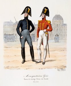 Mousquetaires Gris, Tenue de Manège et Tenue de Société, 1814-15