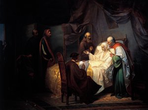 Dante Alighieri sur son lit de mort - Eugenio Moretti Larese