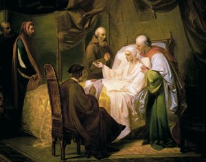 Dante Alighieri sur son lit de mort - Eugenio Moretti Larese