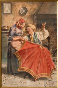Intérieur avec deux personnes - Eugenio Zampighi