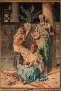 Trois musiciens orientaux (tempera sur papier)