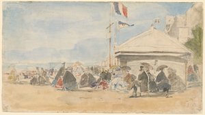 Maison de plage avec drapeaux à Trouville