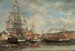 Festival dans le port de Honfleur - Eugène Boudin