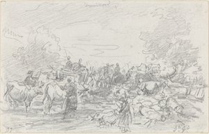 Troupeaux traversant un ruisseau