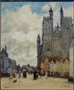 Rue et église Saint-Vulfran - Eugene Louis Boudin