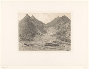 Paysage de montagne avec maison dans une prairie alpine