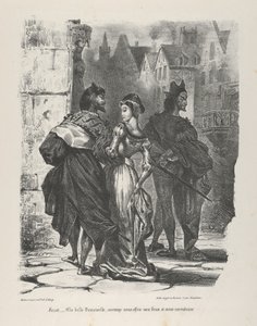 Faust essayant de séduire Marguerite, Goethe, Faust - Eugène Delacroix