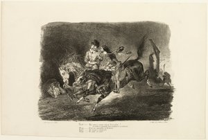Faust et Méphistophélès galopant dans la nuit du sabbat des sorcières, extrait de Faust - Eugène Delacroix