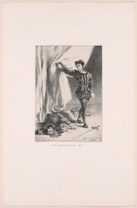 Hamlet et le corps de Polonius, planche 11 de Hamlet - Eugène Delacroix