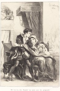 Hamlet et la Reine (Acte III, Scène IV) - Eugène Delacroix