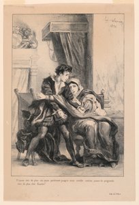 Illustration pour Hamlet : Hamlet et la reine (III,4) - Eugène Delacroix