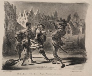 Illustrations pour Faust : Duel de Faust et de Valentin - Eugène Delacroix
