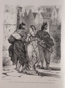 Illustrations pour Faust : Faust cherche à séduire Marguerite - Eugène Delacroix