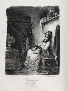 Illustrations pour Faust : Marguerite avec la roue - Eugène Delacroix