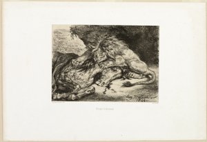 Lion dévorant un cheval - Eugène Delacroix