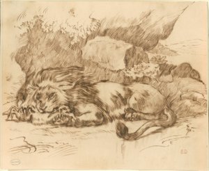 Lion dévorant un lapin