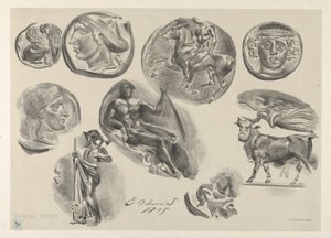 Feuille de neuf pièces antiques - Eugène Delacroix
