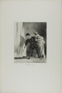 Le meurtre de Polonius, planche 9 de Hamlet - Eugène Delacroix
