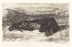 Tigre dormant dans le désert, vers 1830