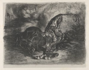 Cheval sauvage abattu par un tigre, 1828 - Eugène Delacroix