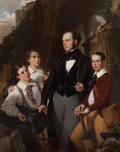Portrait de Laurence Davidson et de ses trois fils - Eugene Deveria