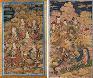 Les Bodhisattvas des dix étapes pour atteindre la connaissance la plus parfaite ; Les huit hôtes de Deva, Naga et Yakshi - Eugène Fromentin