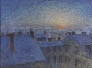 Lever de soleil sur les toits de Stockholm, 1903 - Eugène Jansson
