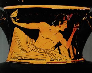 Ephèbe avec coupe et vase ...