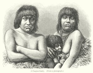 Une famille fuégienne (gravure) - European School