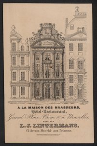 À La Maison Des Brasseurs, Hôtel Restaurant, Bruxelles, L J Lintermans (gravure) - European School
