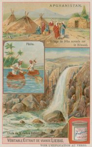 Une Cascade de la Rivière Kaboul avec des Pêcheurs et un Village Tribal Nomade à Helmand - European School