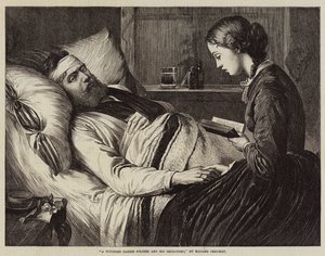 Un soldat danois blessé et sa fiancée (gravure)