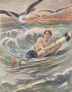Un marin naufragé (lithographie couleur) - European School